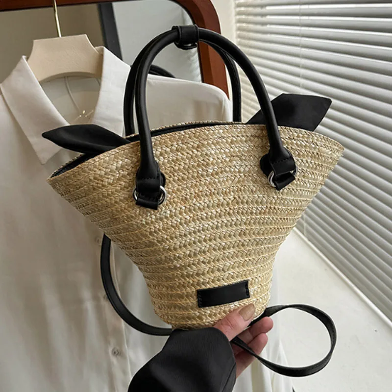 Large capacity women handbag 2024 new handmade woven single shoulder crossbody bag vacation beach bag