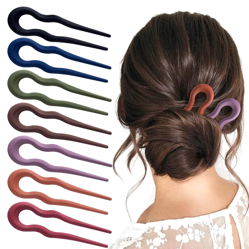 

Fashion Wave Shaped Hairpins Frosted Matte Plastic Hair Sticks For Buns Chignons Women Girls Elegant Styling Accessories