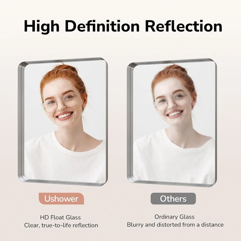 Brushed Nickel Bathroom Mirrors 24x36 Inch 2 Pack Wall Mounted Vanity Mirror Set