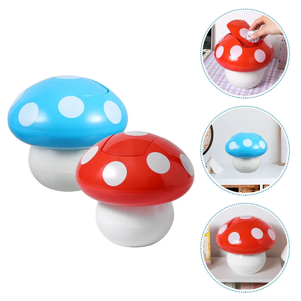 

2 Pcs Desktop Trash Can Small Cans Countertop Garbage Wastebasket Office Mushroom Bins