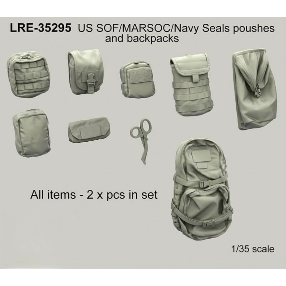 1/35 Scale Doll Resin Model Kit - US Special Forces Small Bag and Backpack - Unassembled and Unpainted 1302T