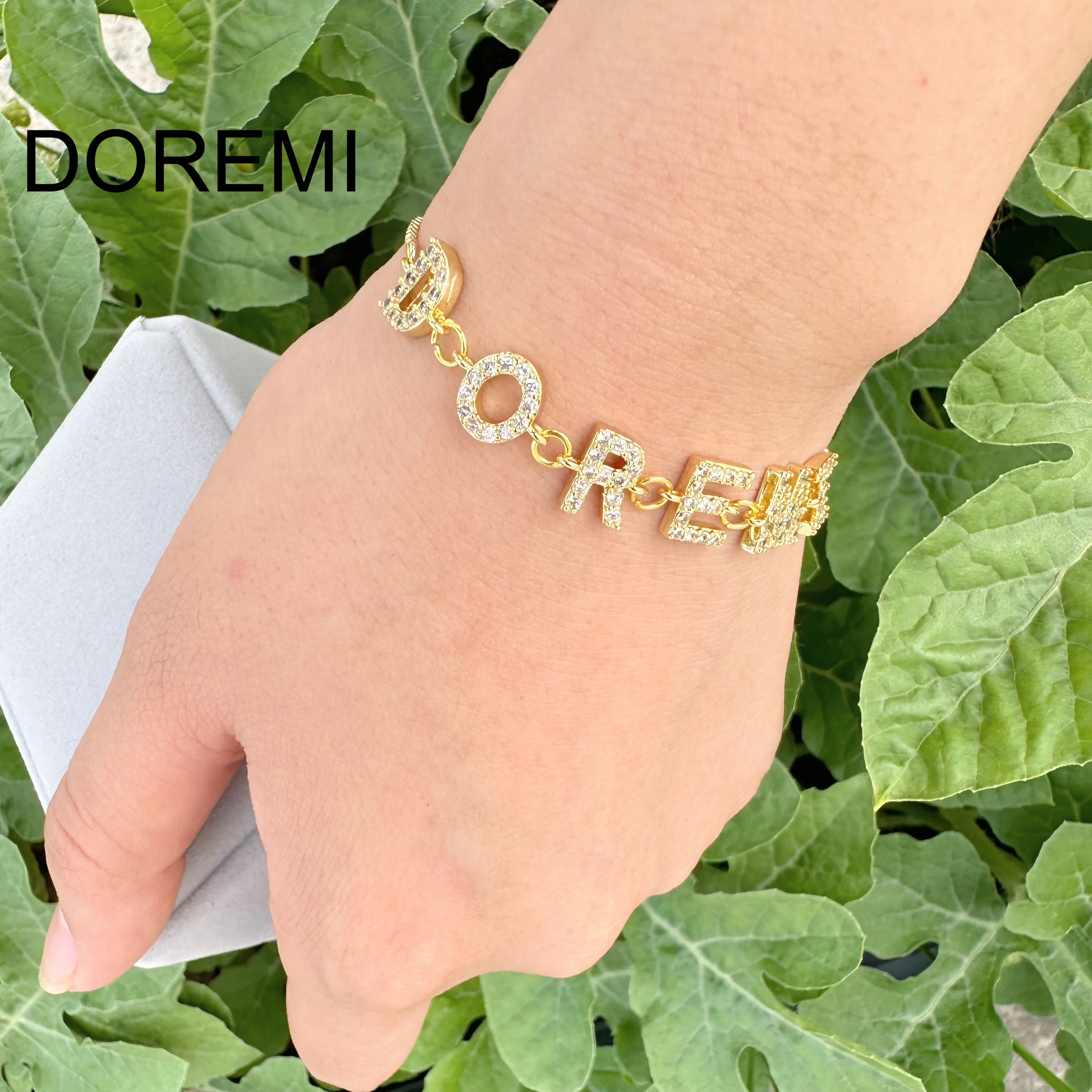 

latefah gold jewelry initial letter Zircon name bracelet Diamond letter bracelet Exquisite 26-letter initial charm bracelet