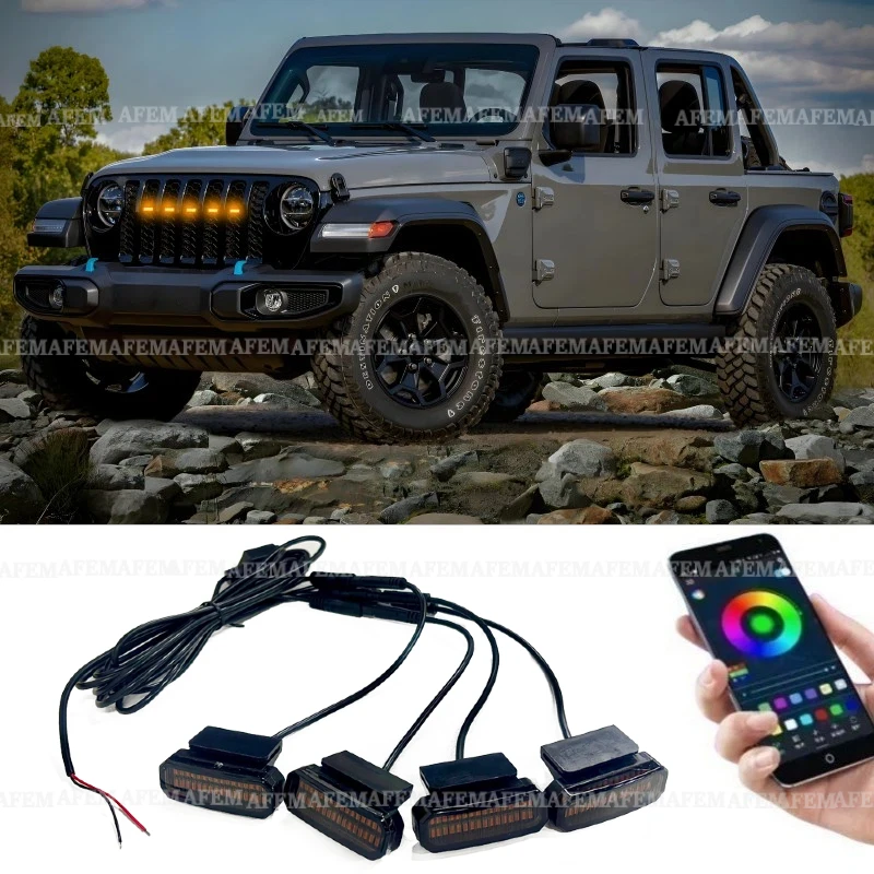 LED Front Grille Light For JEEP wrangler jk cherokee xj Car Daytime Running Light WheelEyebrow Lamp For Pickup Offroad 12V