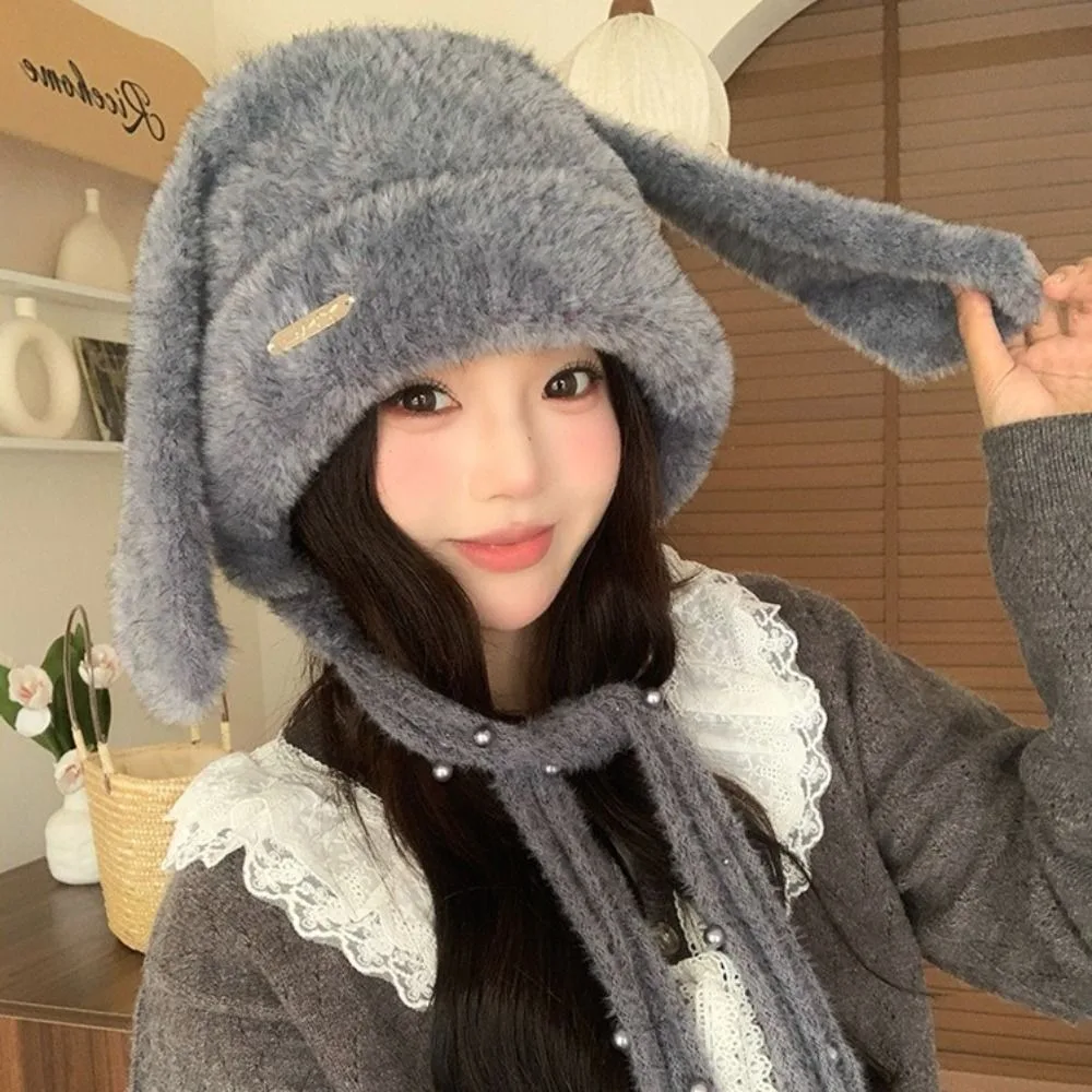 

Высококачественная зимняя теплая шапка с защитой ушей, ветрозащитная мягкая пуловер с заячьими ушками, утолщенная морозостойкая вязаная шапка для женщин