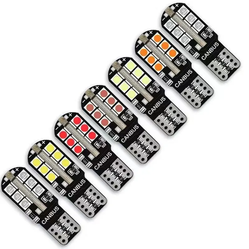 50PCS T10 LED Bulb CANBUS W5W 194 3030/24smd 12V Car Interior Reading Lamp Clearance Lights License Plate Bulbs Dome Signal