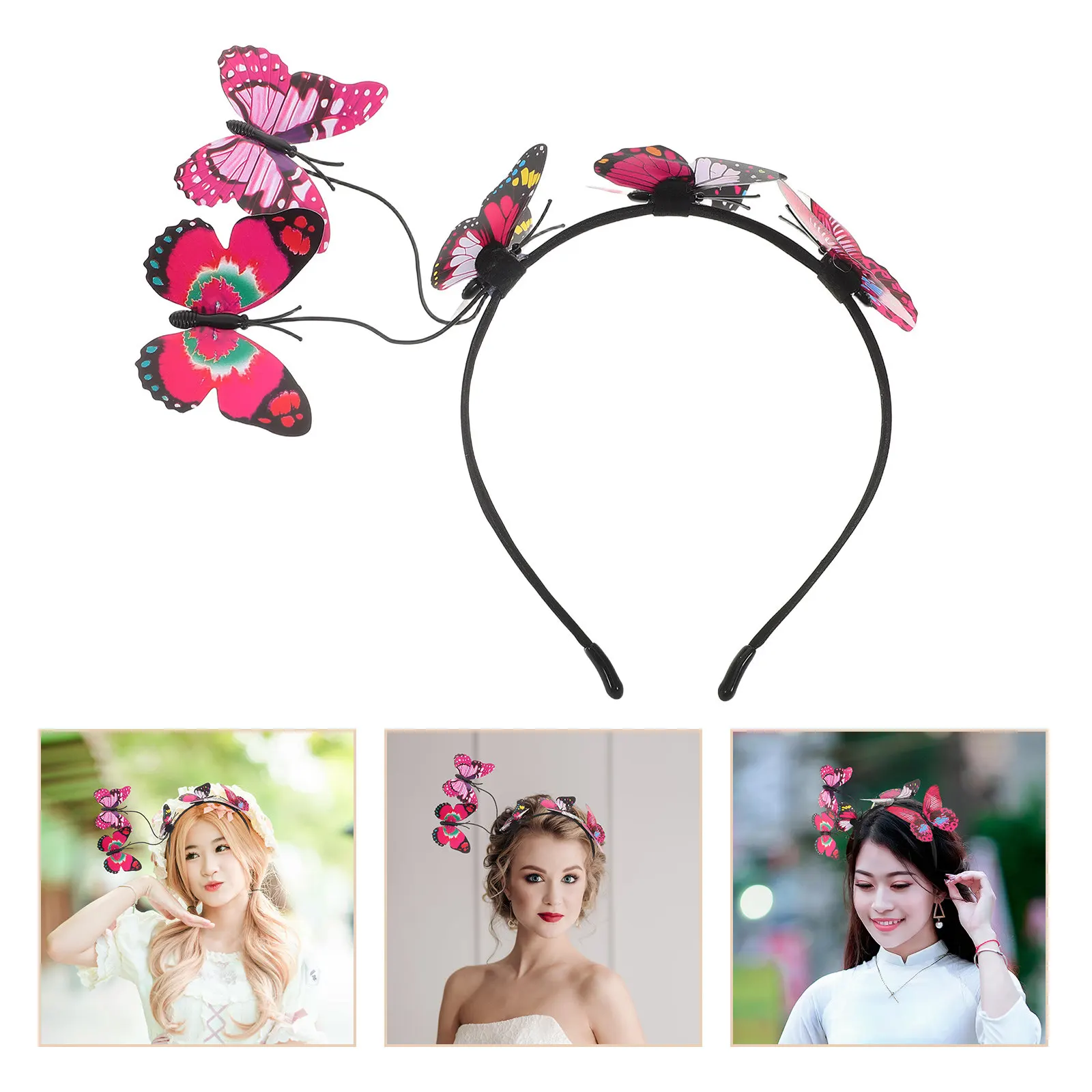 Diadema Elegante con Mariposas para Mujer, Accesorio para el Cabello con Lazo 3D para Novias, Ideal para Bodas, Ceremonias y Sesiones de Fotos