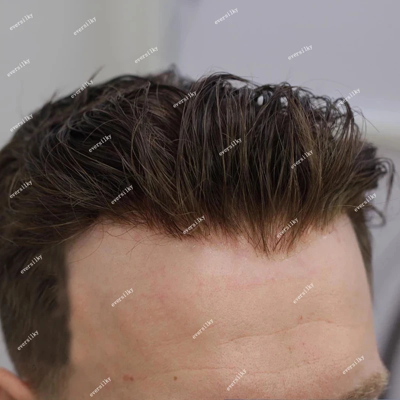 

Natural Hairline Toupee Durable Thin Skin Wig Full PU Human Hair Wig Human Hair System Men's Capillary Prosthesis Hairpiece Unit