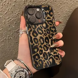 INS Brown Leopard Print Y2K Phone Case for OPPO A17 A18 A31 A37 A38 A53 A55 A57 A58 A74 A76 A78 A94 A98 4G 5G Shockproof Cover