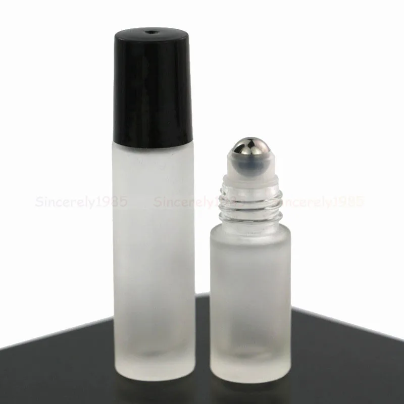 1X 10X 5ML 10ML Frosted Matte Glass Roll On Bottle Essential Oils Roller Ball Vials for Perfume Aromatherapy Refillable Travel