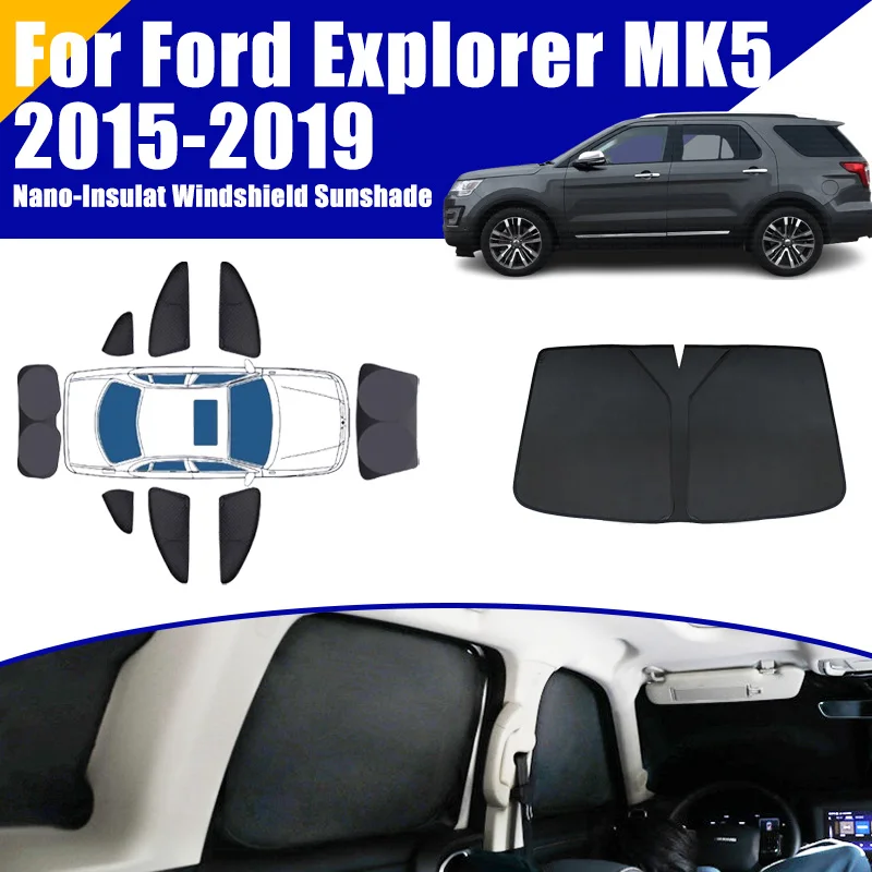 Full Coverage Sunshade For Ford Explorer MK5 U502 2015-2019 2016 Car Accessories Auto Windows Visor Privacy Cover Black Foldable