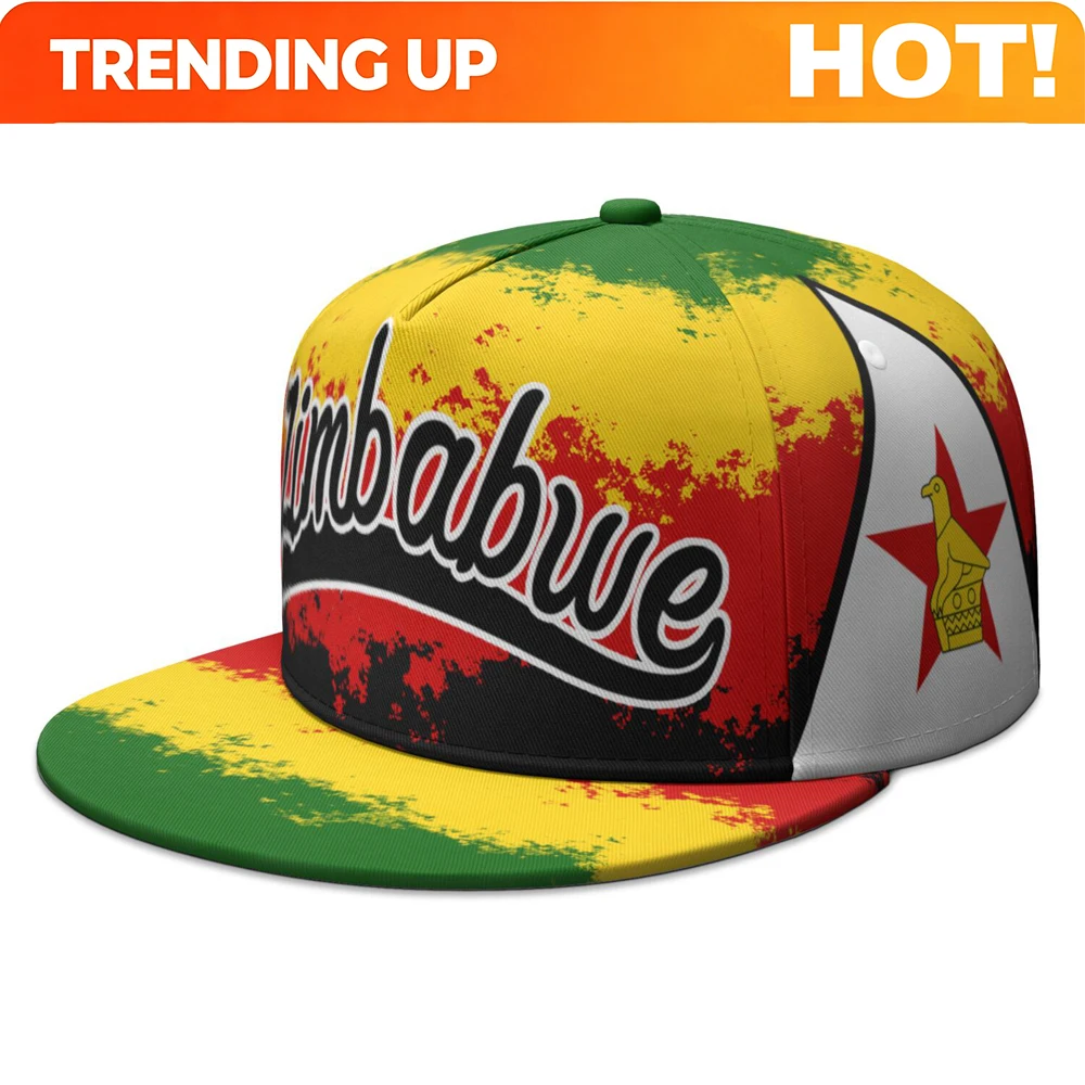 Zimbabwe Free Custom Made Name Logo Flat Brimmed Cap Nation Flag Zw Country College Zimbabwean Print Photo Text Hip-hop Hat
