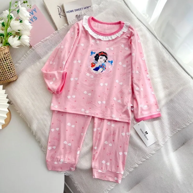 Disney Home Kleidung für Mädchen Elsa Schnee wittchen Prinzessin niedlichen Cartoon Pyjama weich gedruckt vier Jahreszeiten Langarm Hosen Geschenk