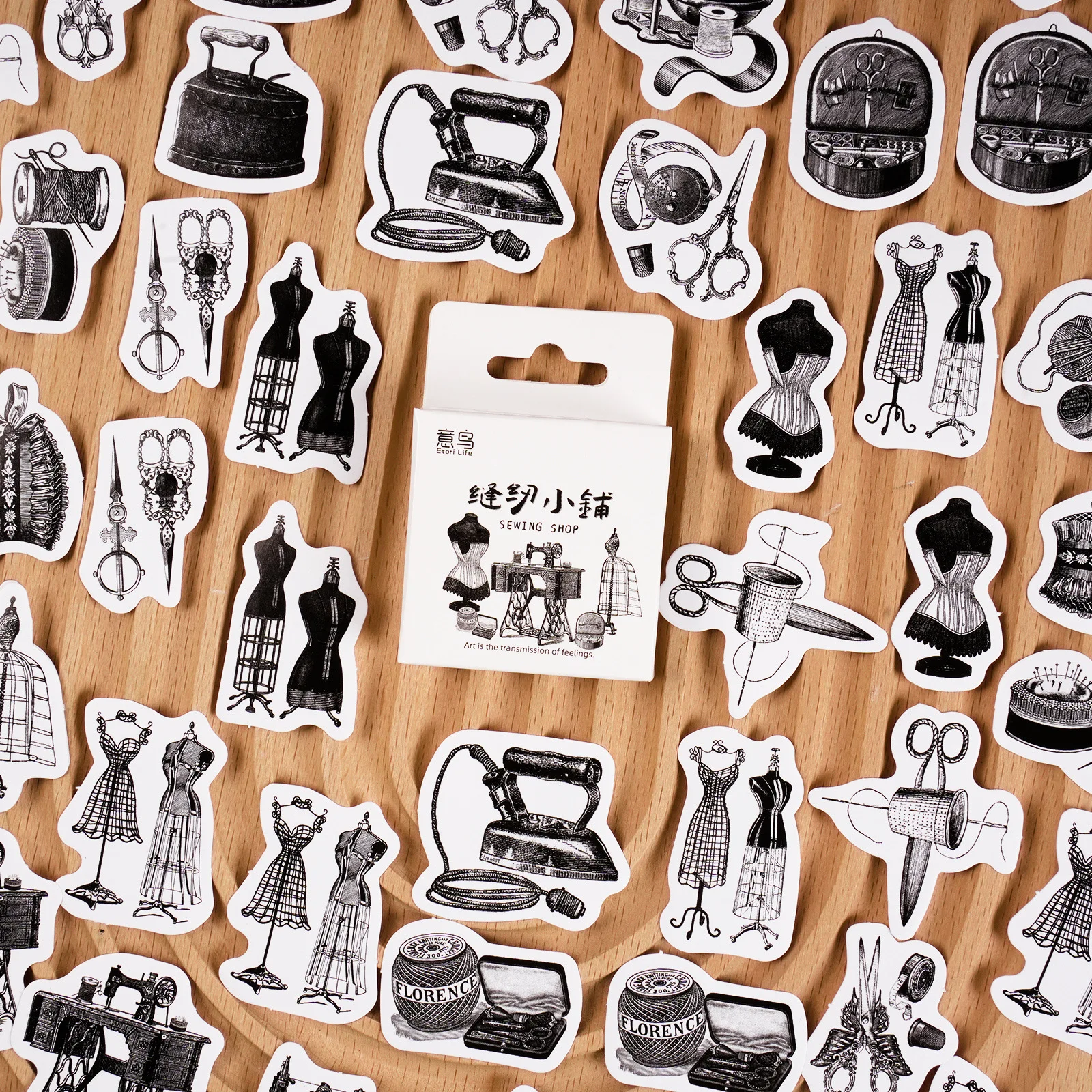 46pcs/lot Vintage Sewing Dress Stickers Junk Journal Travel Planner Mini Stickers DIY Craft Album Scrapbooking Stickers Lable