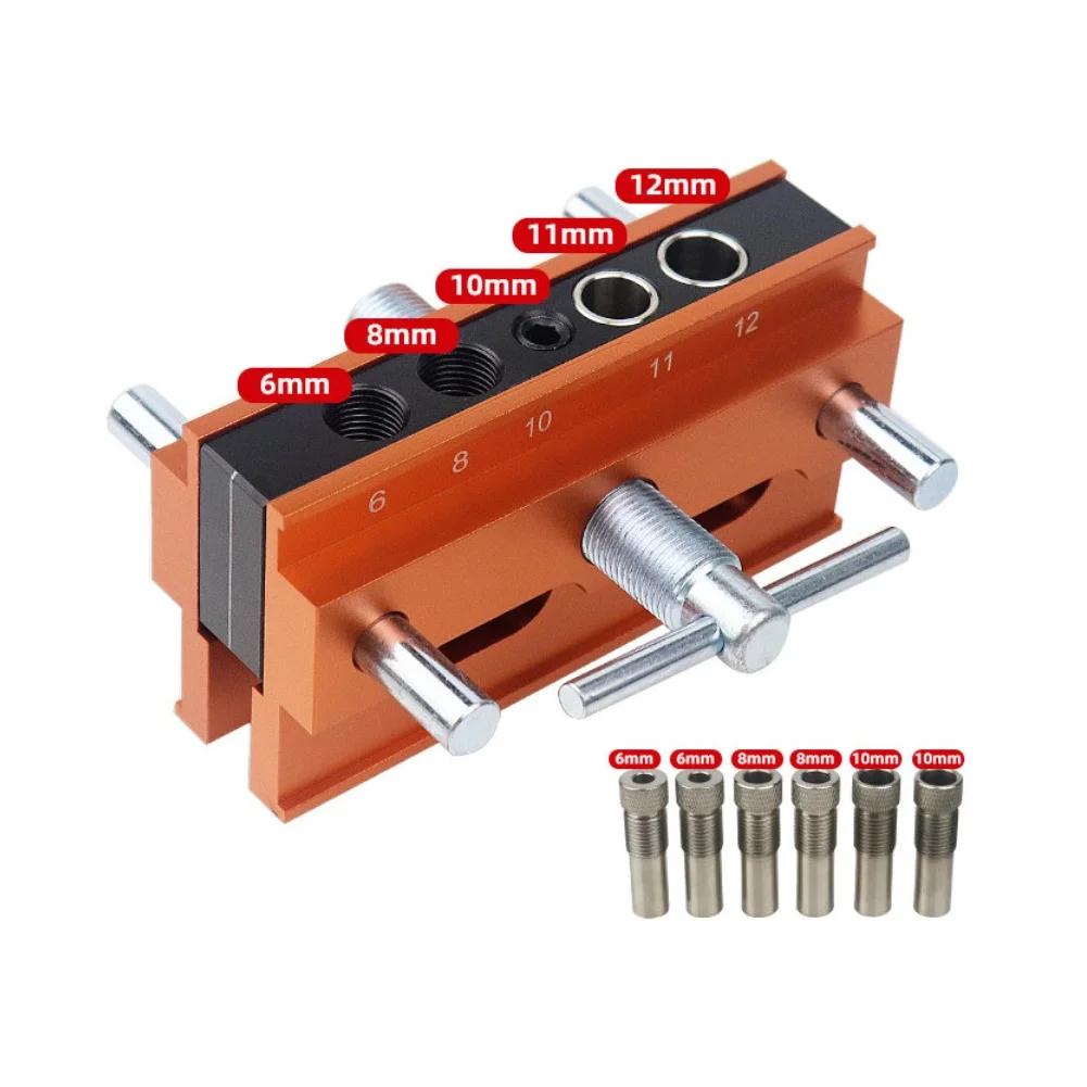 

Metal Drill Guide for Vertical Hole Drilling in Wood Compatible with 6mm 8mm 10mm 11mm 12mm Bits and Center Marking Line