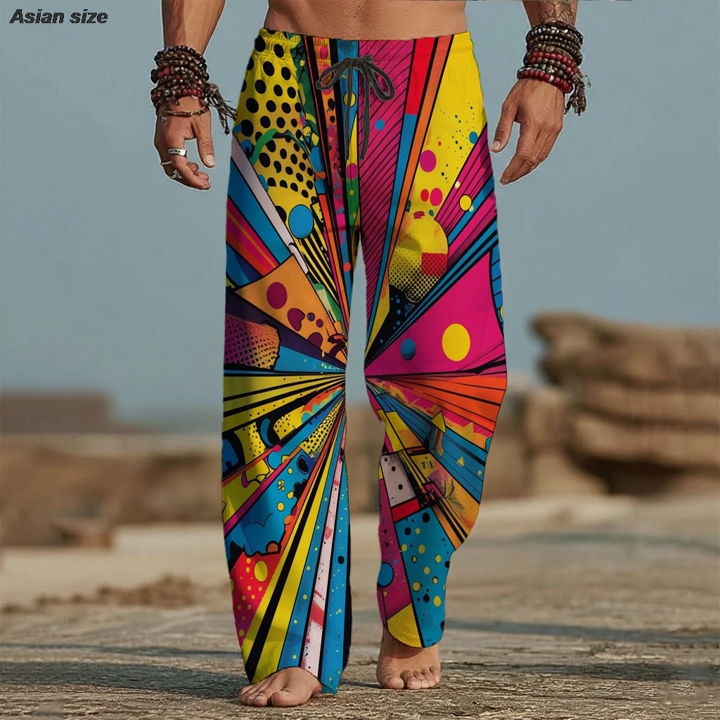 

Men's 3D Print Hawaiian Sytle Graphics Trousers Baggy Pants Casual Pants Mid Waist Vacation Elastic Drawstring Waist Pant Summer