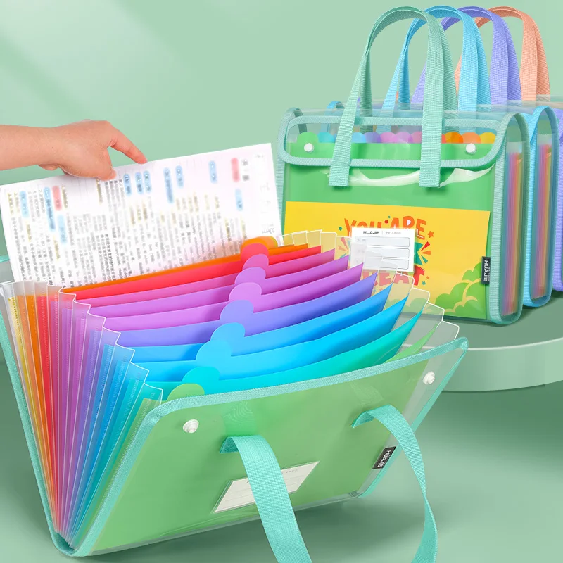 حقيبة مستندات جرافيتي مكونة من 13 طبقة من HUAJIE A4 للطلاب، مجلد بسحاب لأوراق الامتحانات، الواجبات المنزلية، تخزين الملفات والتصنيف