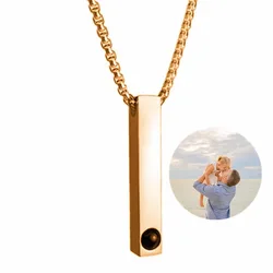 Custom Color Photo Projection Necklace Simple Column Titanium Steel Pendants For Girlfriend Mom 2025 Festival Romantic Gifts