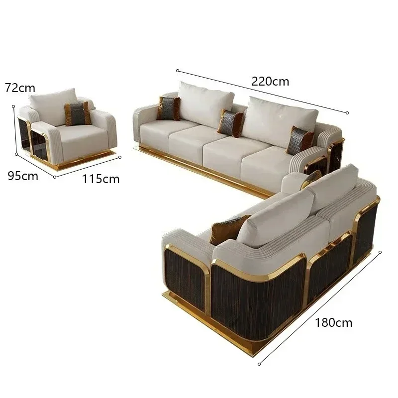 Modern Luxury Leather with Wooden Sofa Set, Fashion 2/3/4 Seater Leather Couch for Living Room Accept Customzied Color