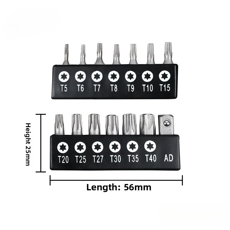 14PCS T5-T40 Torx Screwdriver Bit Set 1/4" Hex Shank 25mm Star Head Hex Security Screw Driver Bits for Home Improvement