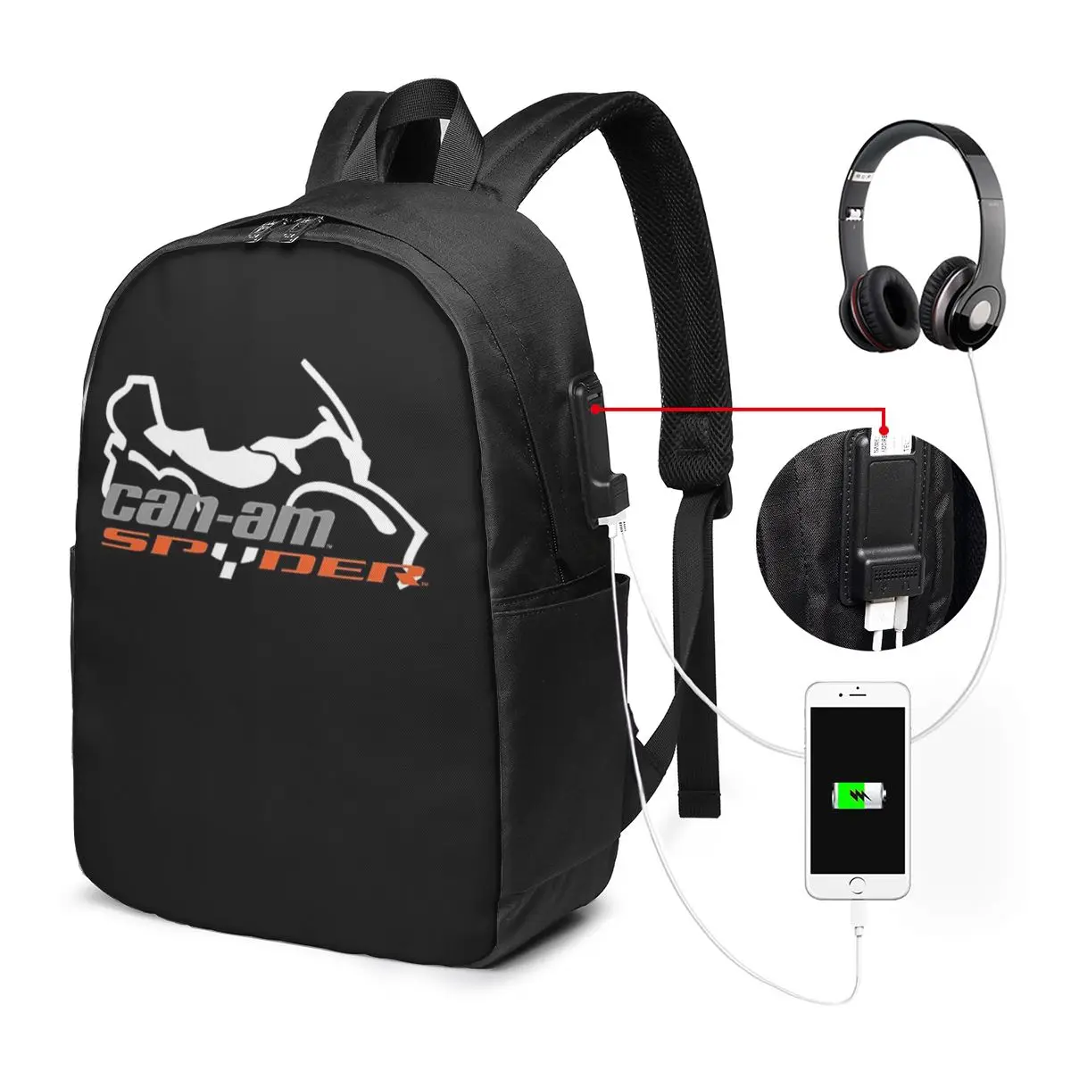 Can-Am BRP Motorcycle Backpack Travel Notebook Bag Computer College Student School Bag Laptop Shoulder Bags for Men Women view 2