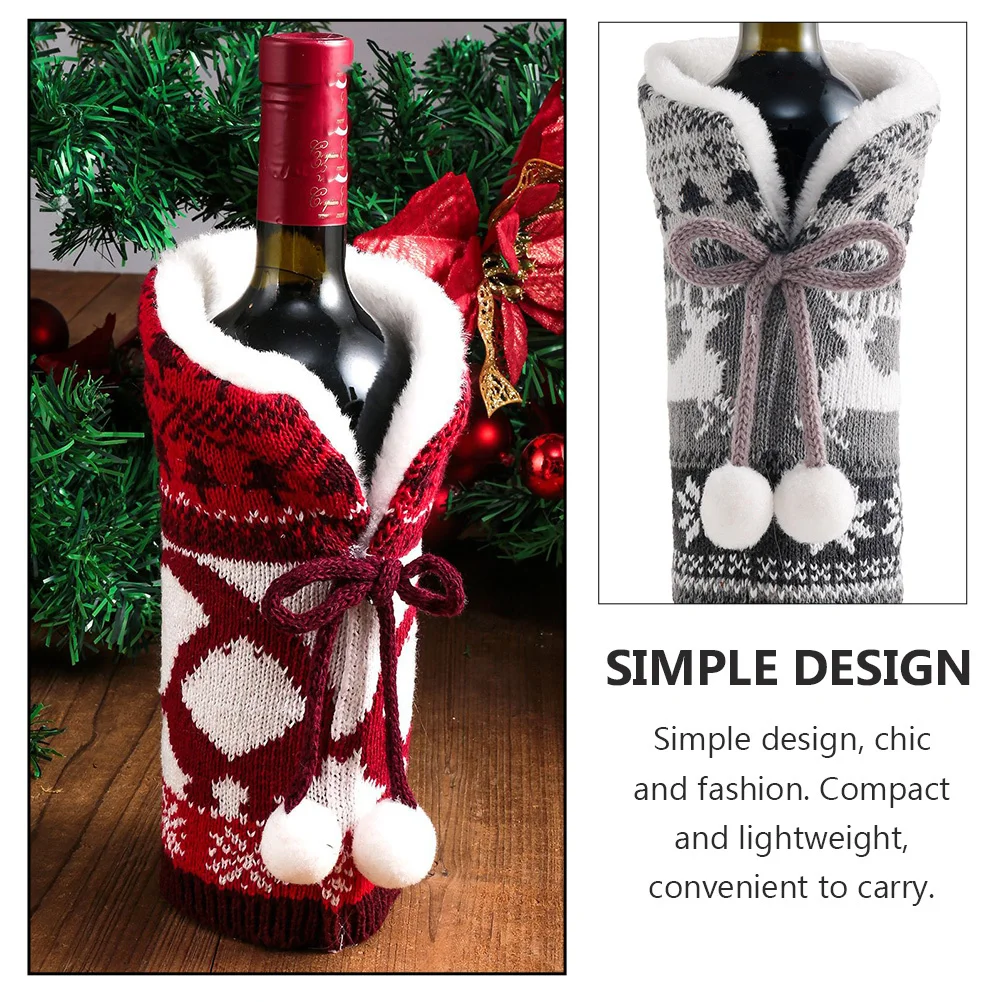 

2pcs Wine Bottle Covers Christmas Decorative Creative Reusable Bottle Cover Decoration For Party Festival Kitchen Bar