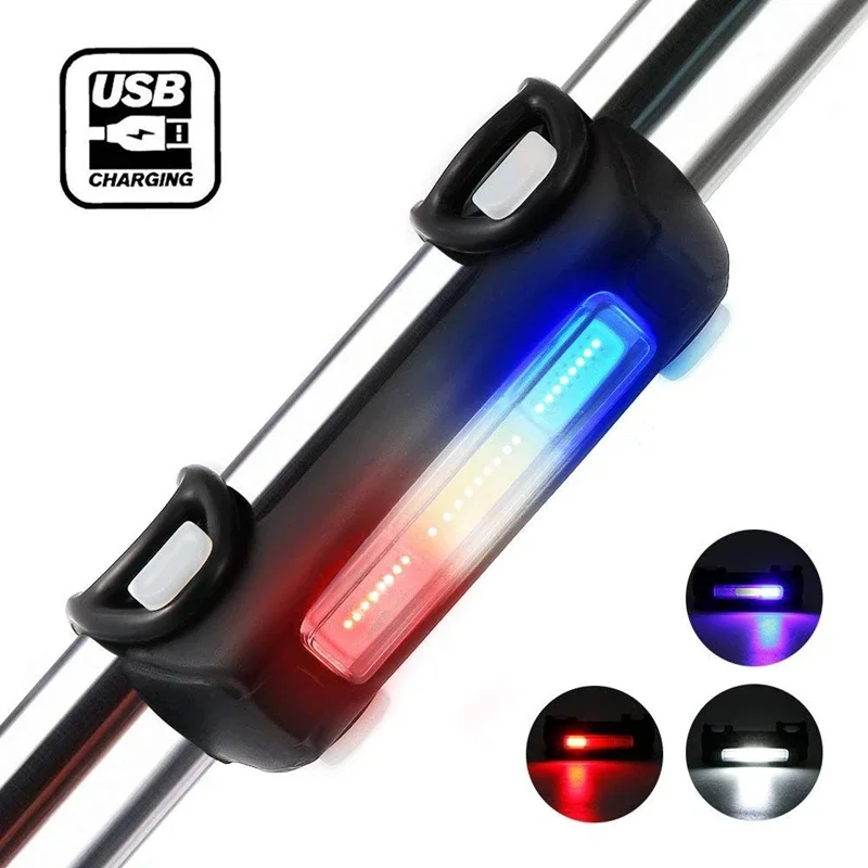 

New Ultra Bright Bike Lights USB Rechargeable Bicycle Tail Light Red/Blue/White 7 Light Modes Cycling Lights for Road Bike and M