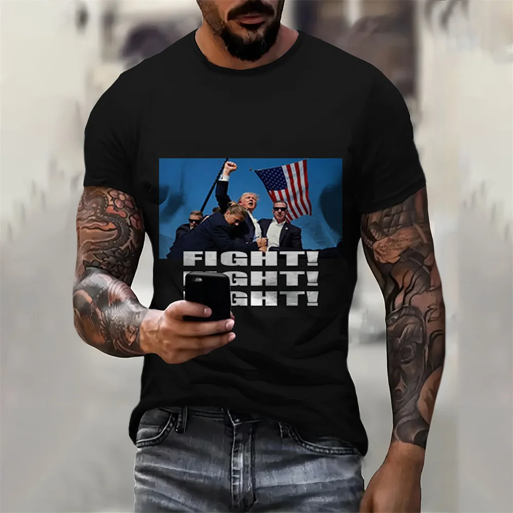 Trump Fist Raise Fight Shirt 2024 T-Shirt Republican Convention T Shirt Summer Tees Casual Clothes Gift Idea Men/Women Tops