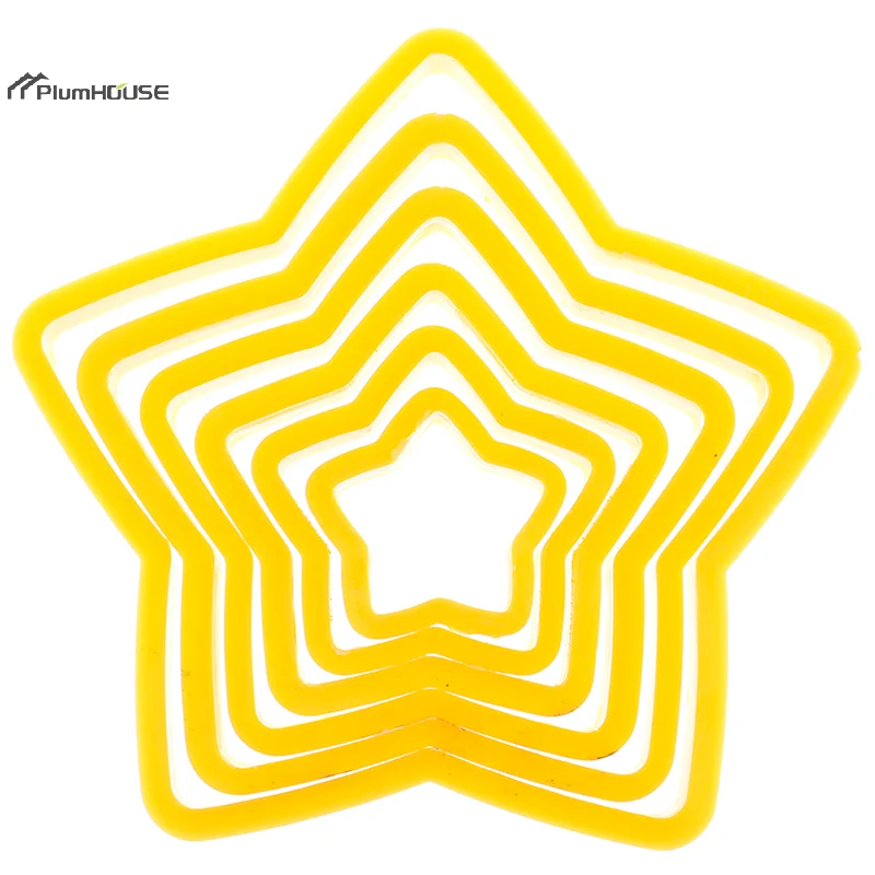 6Pcs/set Christmas Tree Cookie Cutter Stars Shape Cake Biscuit Cutter Mold