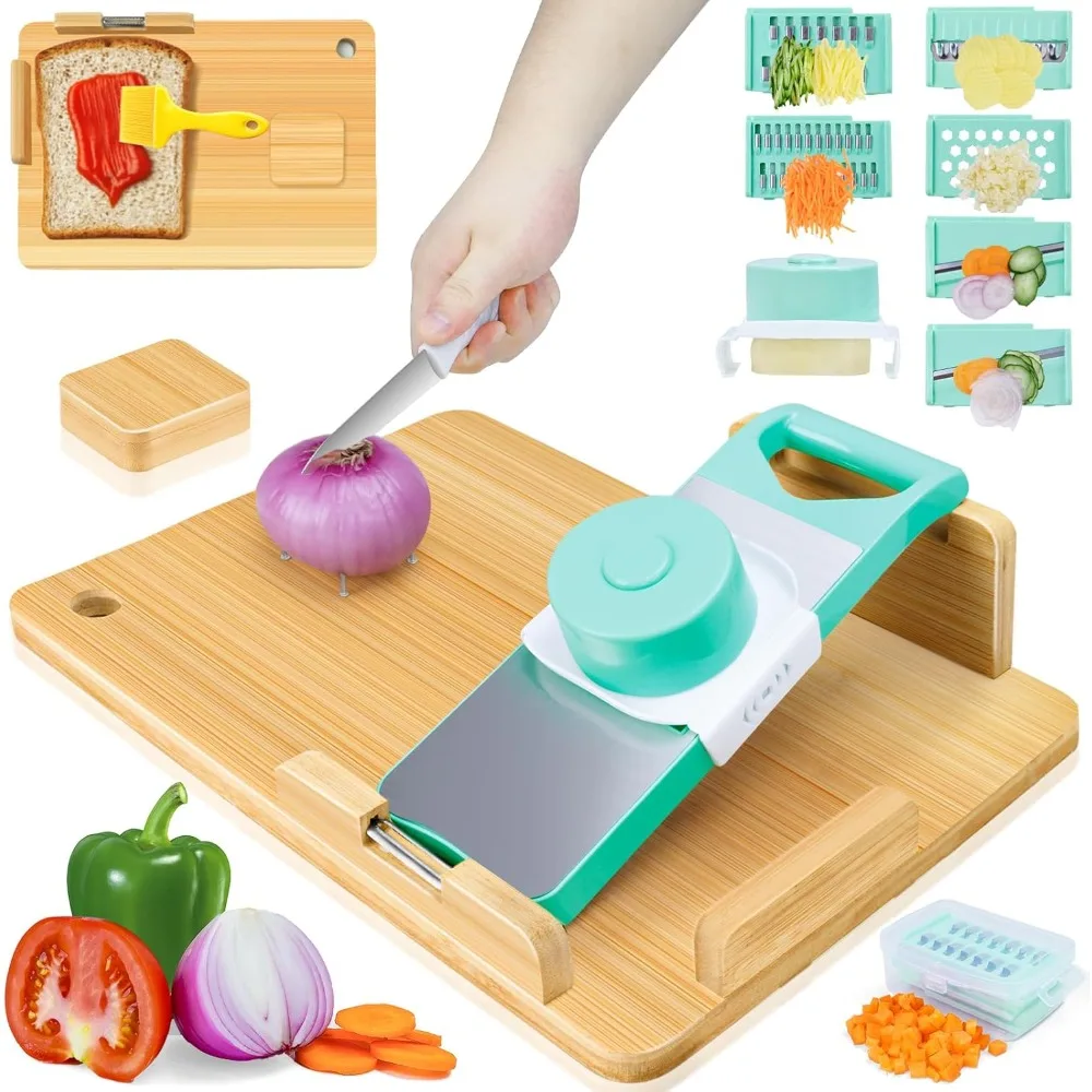 

Adaptive One-Handed Cutting Board, Handicap Kitchen Tools with Bread Stops and Steel Spikes, Anti-Slip Chopping And Slicing