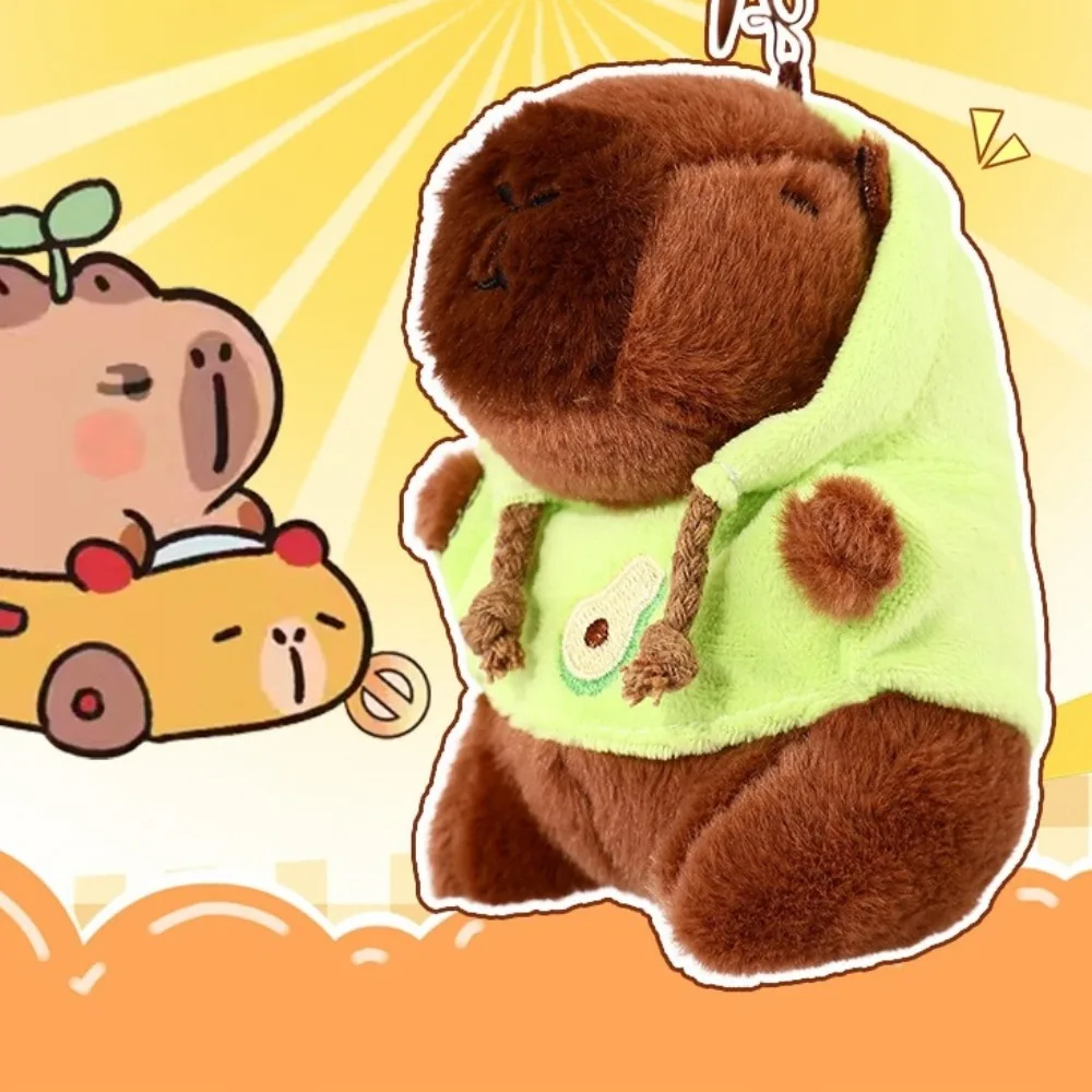 Schattige Capibara knuffel sleutelhanger klein formaat hoodie simulatie pop knuffels anime pluizig speelgoed pluche verjaardagscadeau