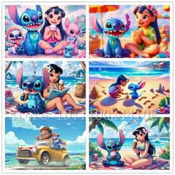 Disney Lilo Stitch Puzzles for Adults Stress Relief Toys 35/300/500/1000 Pieces Cartoon Jigsaw Puzzles Handmade Toys & Hobbies