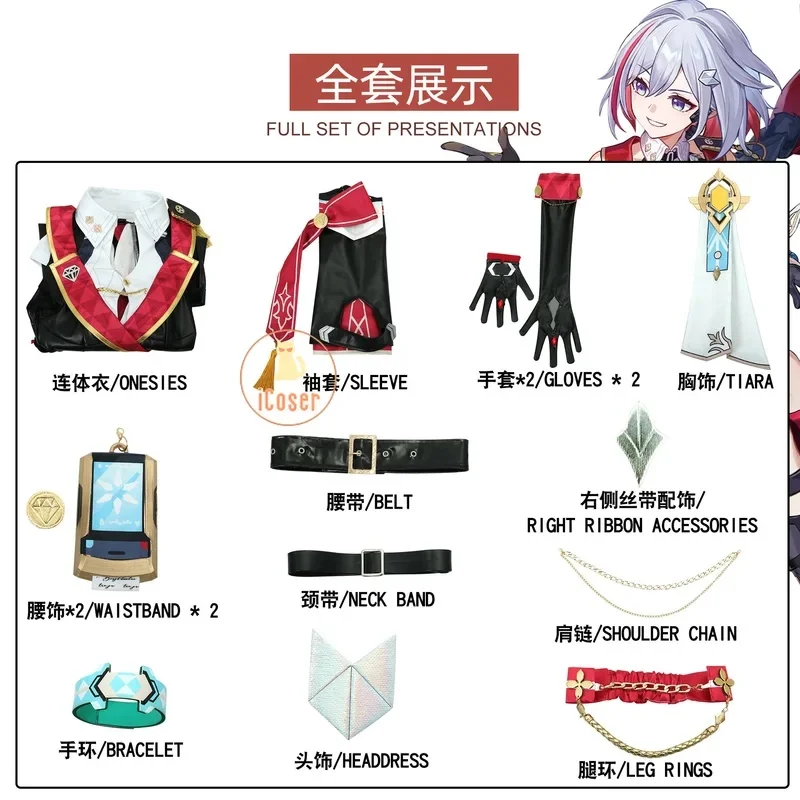 x;3,f'6;h\9/Honkai Star Rail Topaz Numby Cosplay Costume Wig Uniform Headwear Wristband Interastral Peace Corporatio6'h.8\j,3/f'