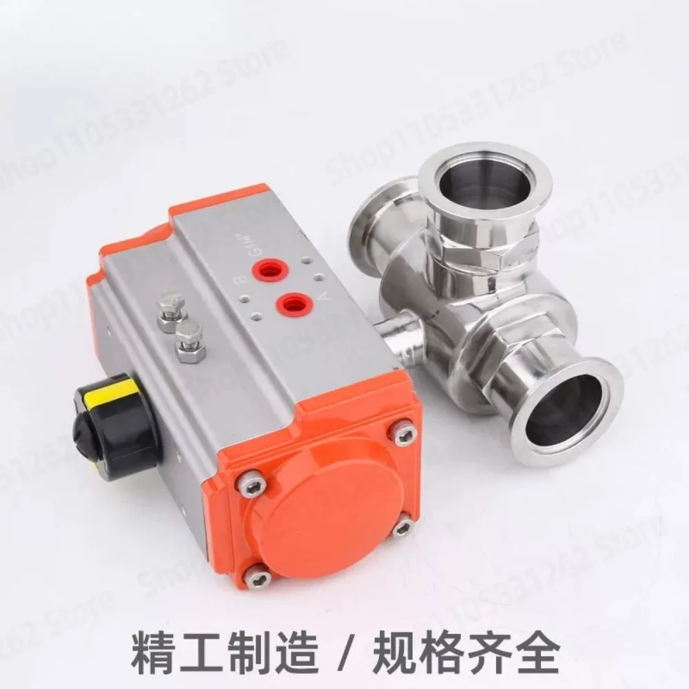 QDZKSTQF Pneumatic Vacuum 3 Way Ball Valve 304 Stainless KF Clamp T Type L Type