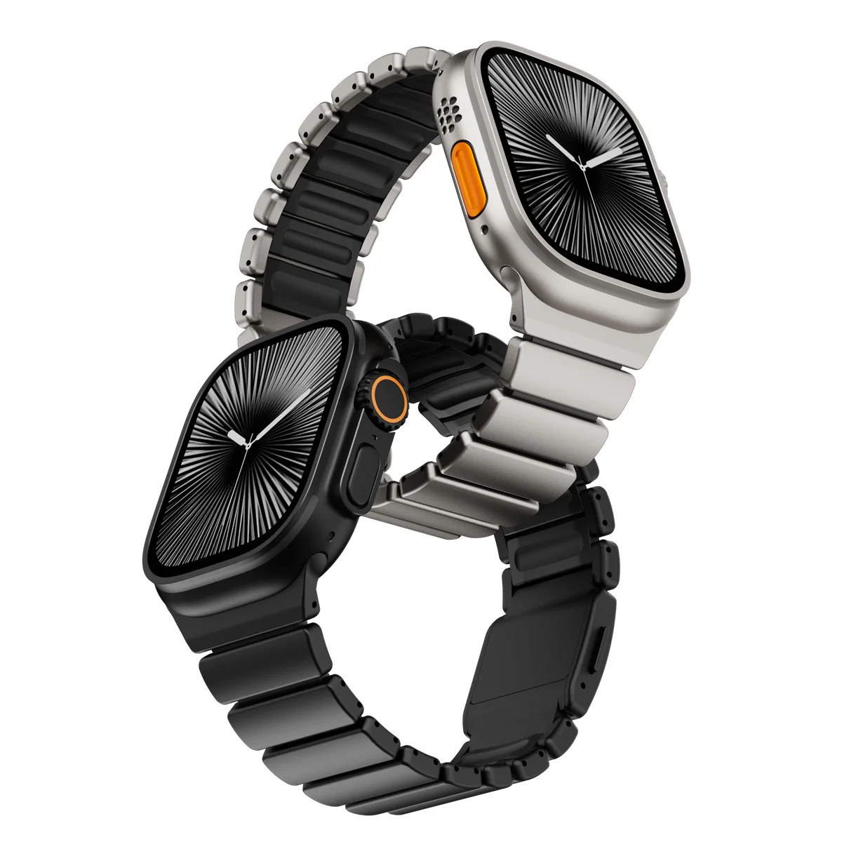 

Титановый резиновый ремешок с фторэластомером для Apple Watch Ultra 3 2 49 мм 10 11 46 мм Магнитный ремешок для Iwatch 9 8 7 45 мм 6 SE 3 44 мм