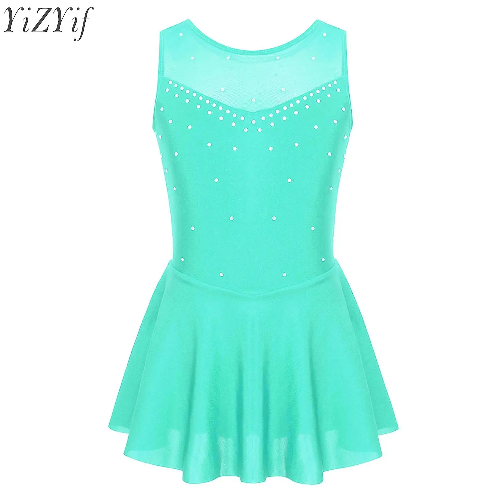 เด็กสาวบัลเล่ต์ชุด Rhinestone สเก็ต Ballerina เครื่องแต่งกาย Dancewear ยิมนาสติกกระโปรง Leotard สําหรับ STAGE Performance