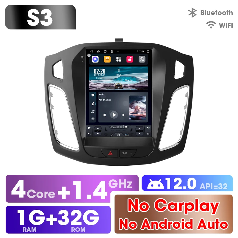 2 Din GPS Navigatie Multimedia Speler Android Auto Autoradio voor Ford Focus 3 MK3 2011 - 2019 Carplay Bluetooth 5.4 Stereo Touchscreen UIS7865 WIFI Met Framework