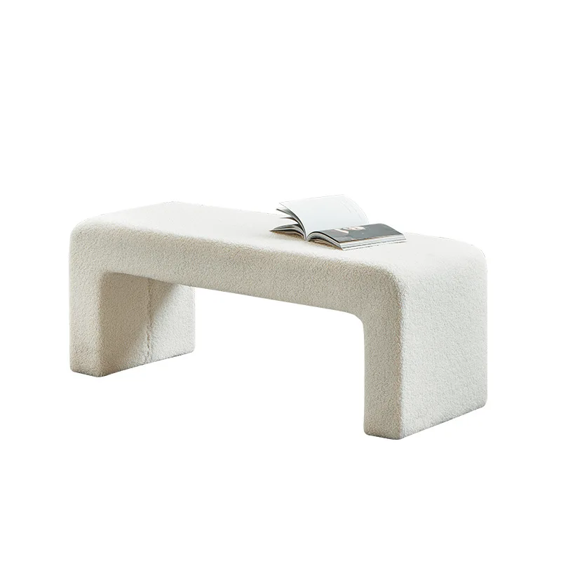 

Internet celebrity home shoe stool, simple bedside, lamb wool bench