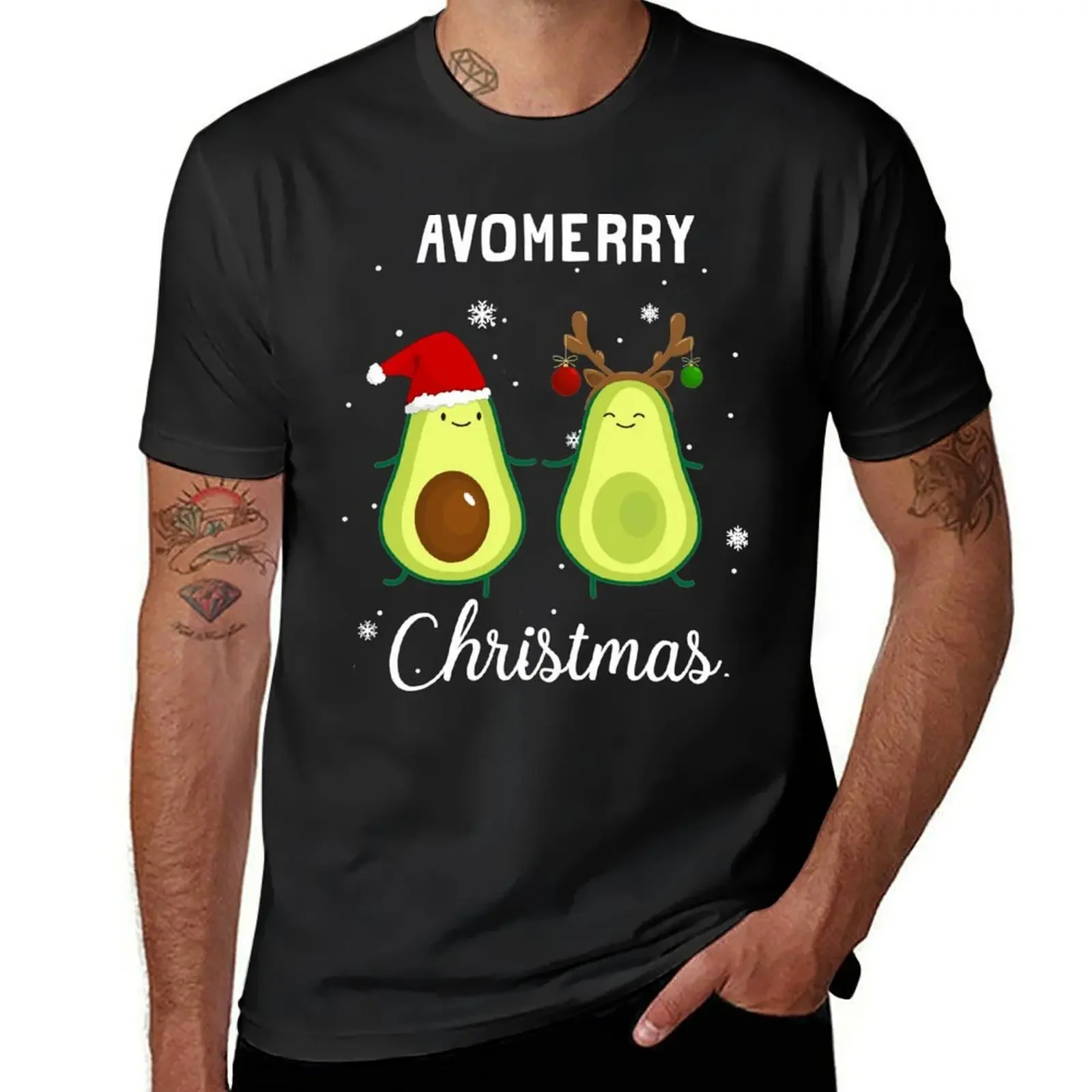 

Cute Avocado Xmas Gift Idea - Funny Avo Merry Christmas T-Shirt topping Luxury man funny t shirts men