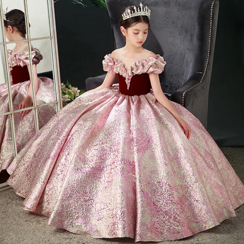 Kids Pageant Dresses for Girls 2 6 To 8 10 14 Years Children Long Dress Party Evening Elegant Luxury Gown Formal Occasion Frock