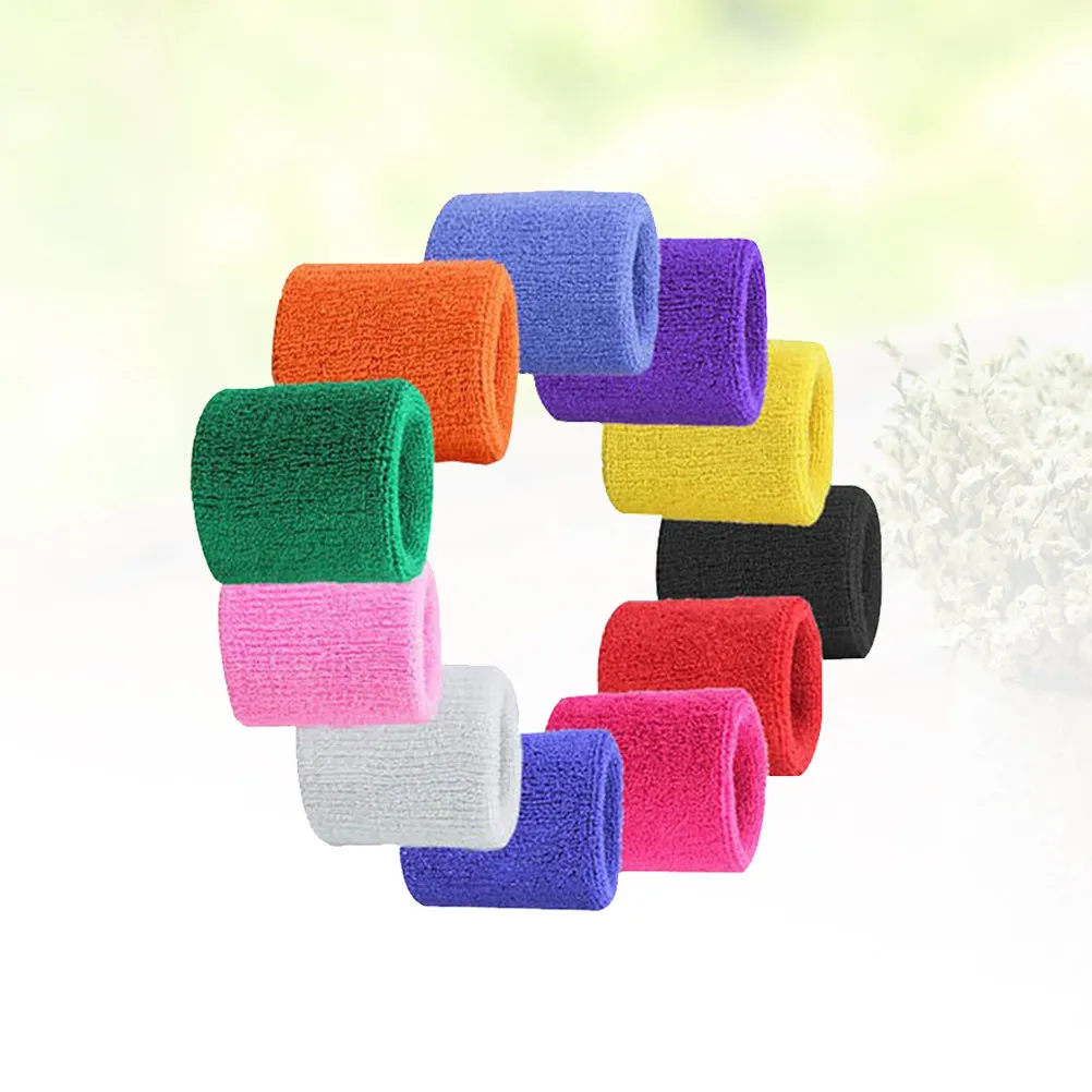 

12Pcs Cotton Wristbands for Sports Sweat Absorption Comfortable Gym Basketball Football Baseball Volleyball Tennis Yoga