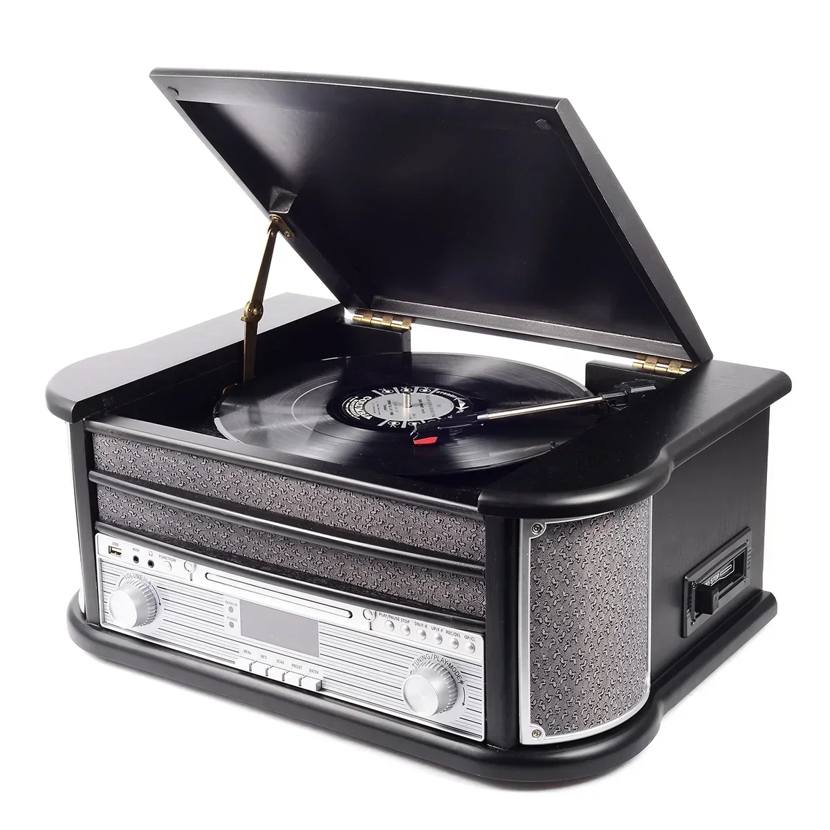 2026 Nostalgic Music Centre Bluetooth Vinyl Turntable CD Cassette USB Recording Player Record Vinyl