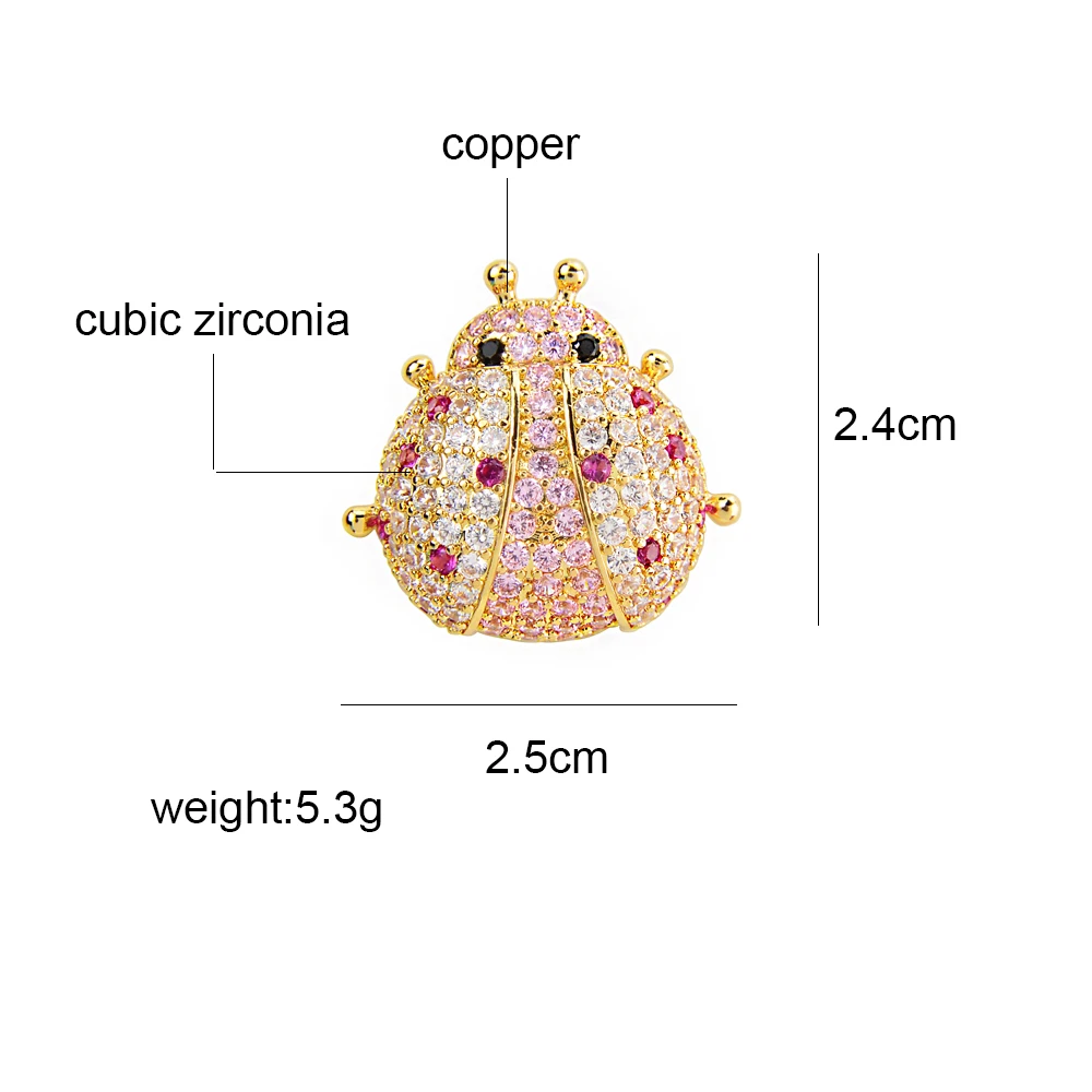 CINDY XIANG Cubic Zirconia Ladybug Brooches For Women And Men Insect Cute Bug Pin Copper Jewelry 2 Colors Available Gift