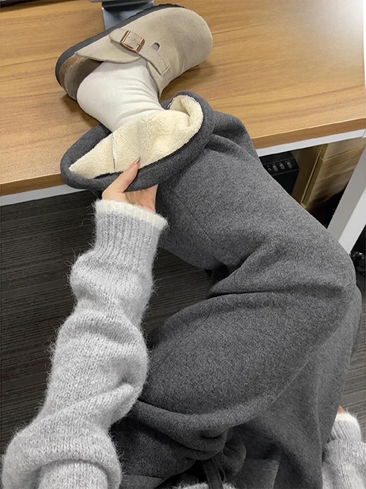 

Harbin Mohe Northeast Winter Warm Thiened Lamb Velvet Pants Men Women Fce Lined Casual Long Trousers Rice Noodle Sweatpants