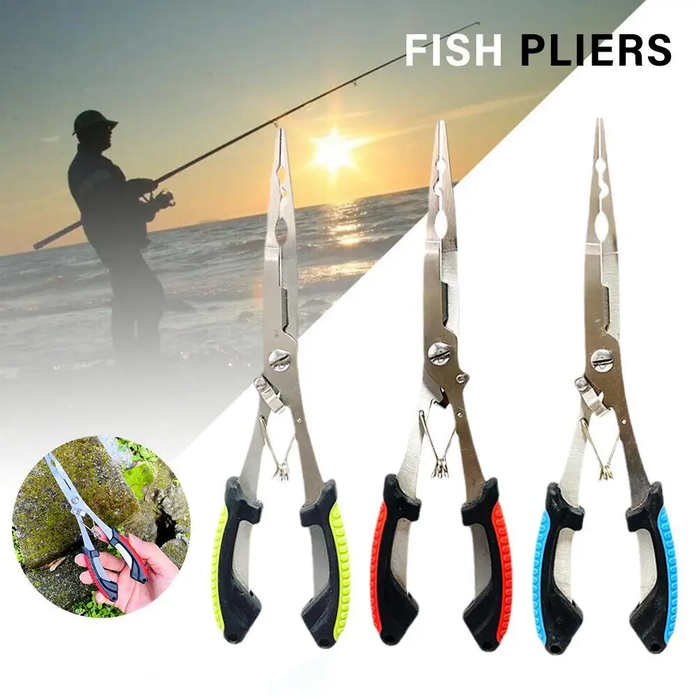 1pcs Fish Pliers Ergonomics Anti-slip High-strength Multifunctional Cut Fishing Line Fishing Tied Hooks Pliers Angling