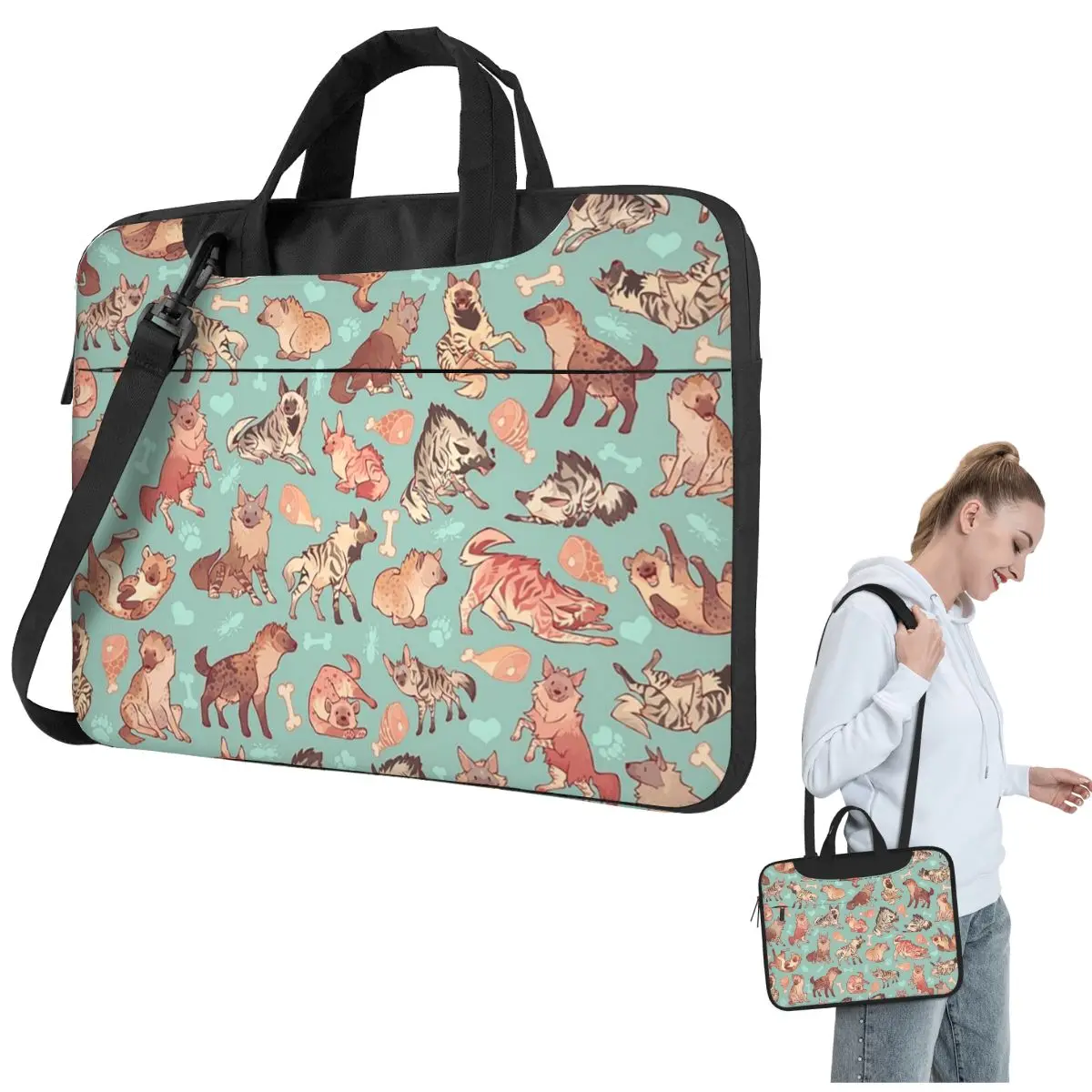 

Сумка для ноутбука Hyenas In Minty, защитный чехол, сумка для компьютера 13, 14, 15,6 дюймов, сумка через плечо для ноутбука Macbook Pro Air