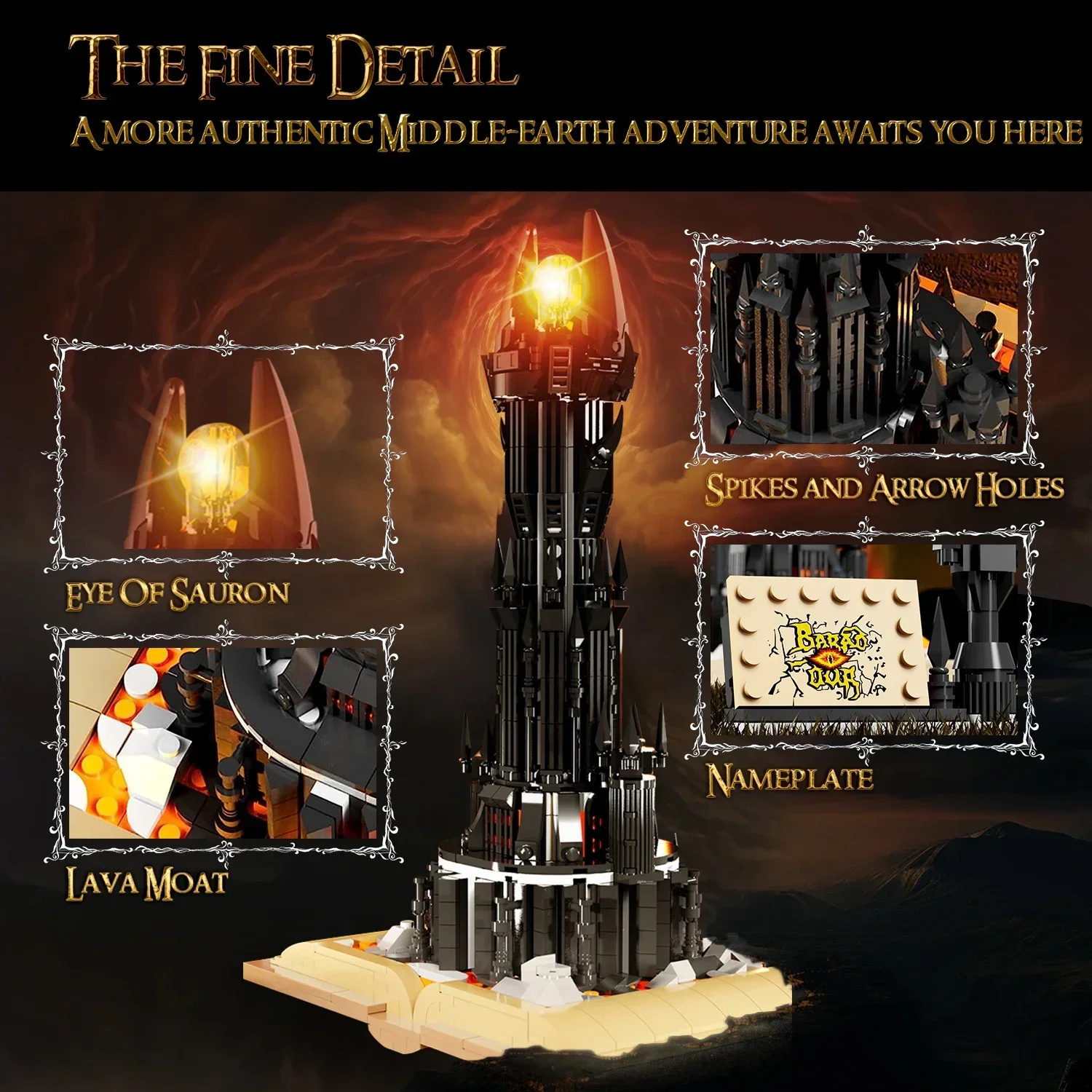 Bloques de construcción de libros mágicos de torre negra, modelo de Castillo mágico oscuro, conjunto de ladrillos de montaje con luces, juguetes DIY, regalos para niños, 966 Uds.