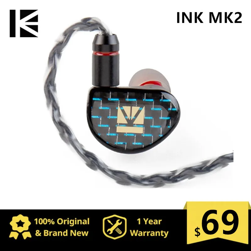 

KBEAR INK MK2 HiFi In-ear Monitor Earphone Upgraded DLC Diaphragm Dynamic 2Pin Wired Earbud Sport Music DJ Headset New Arrival