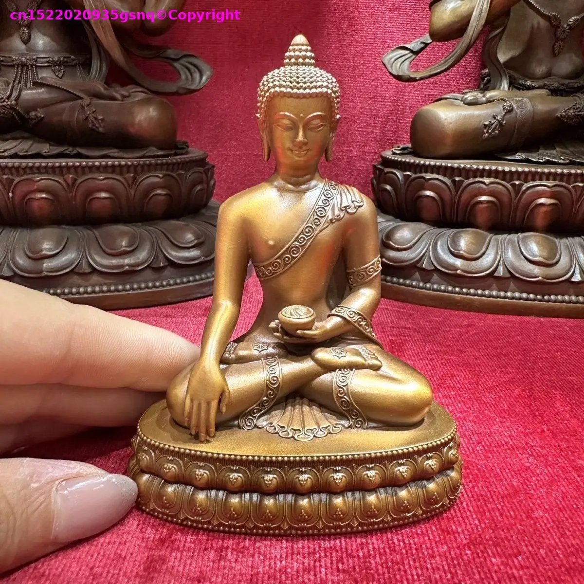 Buddhist HOME CAR Safety Protecting God Guardian copper carving small buddha statue Buddhist altar family monk worship