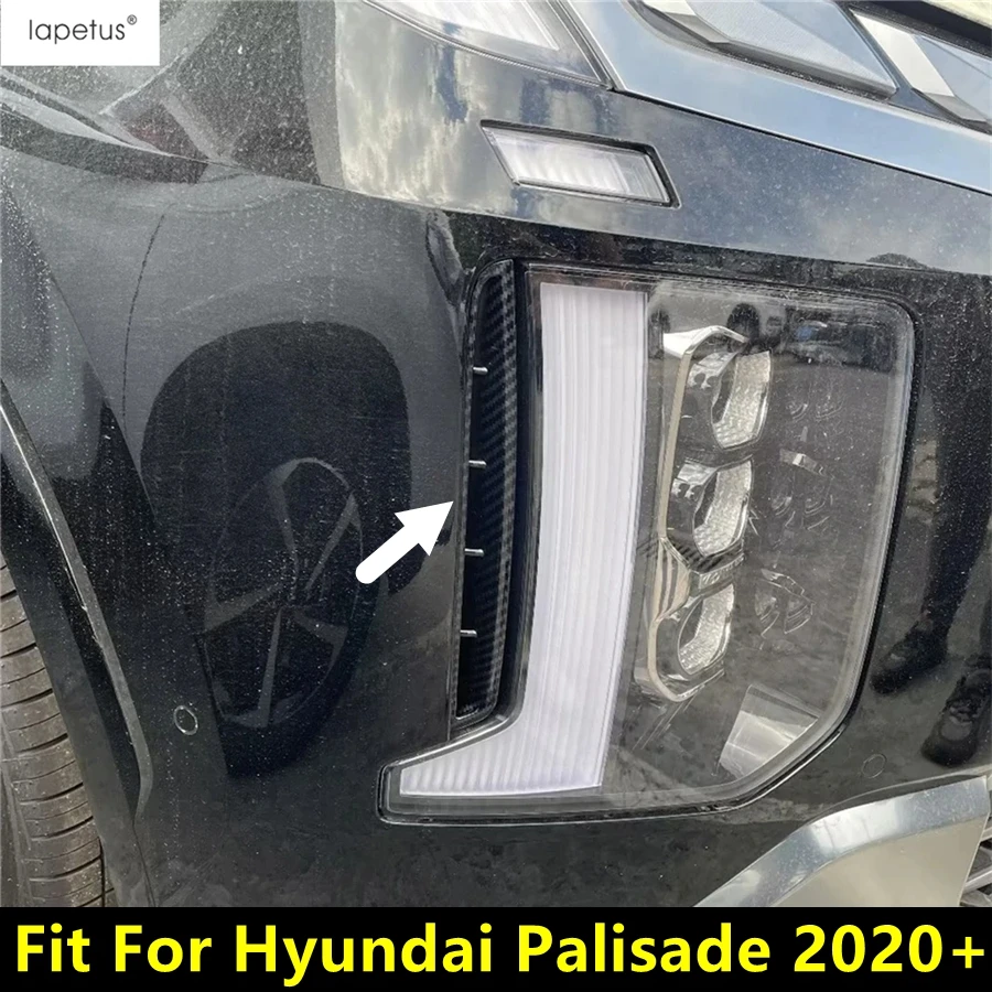 

Front Fog Lights Lamps Eyebrow Bumper Grille Air Intake Inlet Cover Trim Carbon Fiber Accessories For Hyundai Palisade 2020 2021