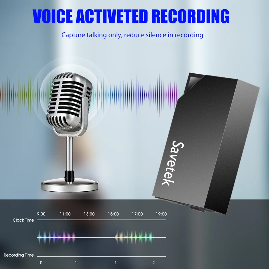 Savetek قلم USB صغير صوت مفعل 8 جيجابايت 32 جيجابايت 64 جيجابايت مسجل صوت رقمي 192 كيلوبت في الثانية تسجيل WAV